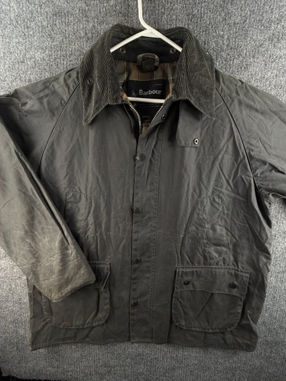 Barbour A101 Bedale Blue Size 44 Waxed Jacket Coat Men Full Zip Hunting Canvas